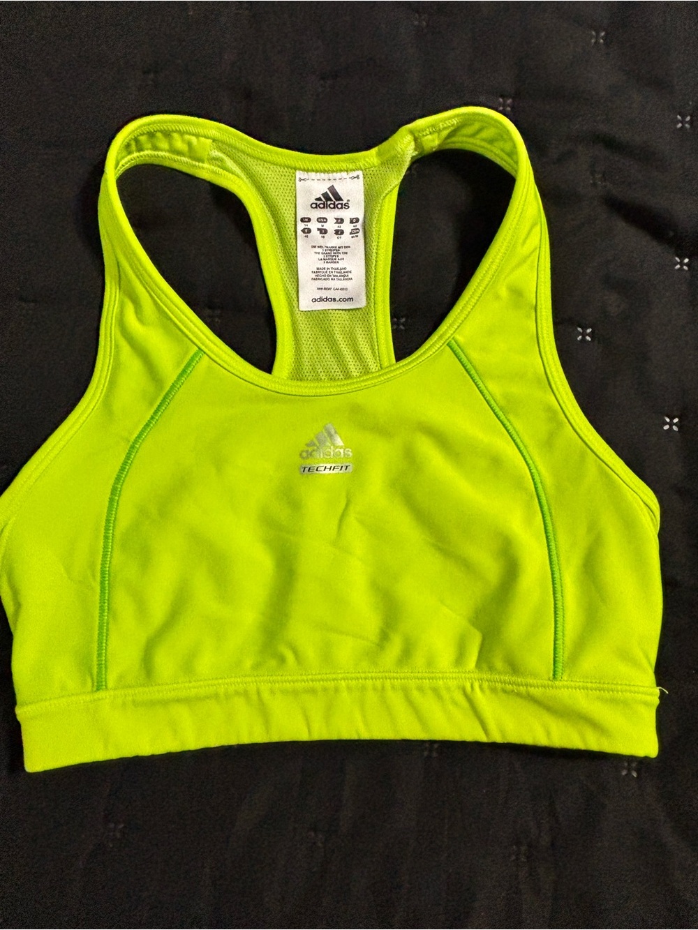 adidas Neon Lime Racerback Sport Bra with Reflective Logo